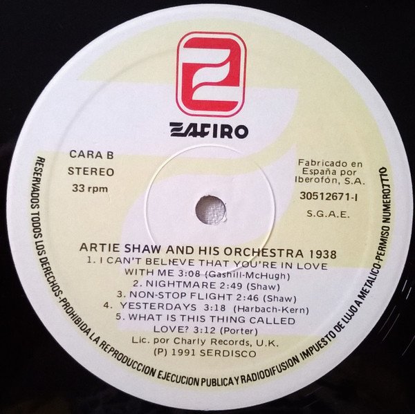 Artie Shaw And His Orchestra, Big Band, LP, Swing | Historia Nuestra