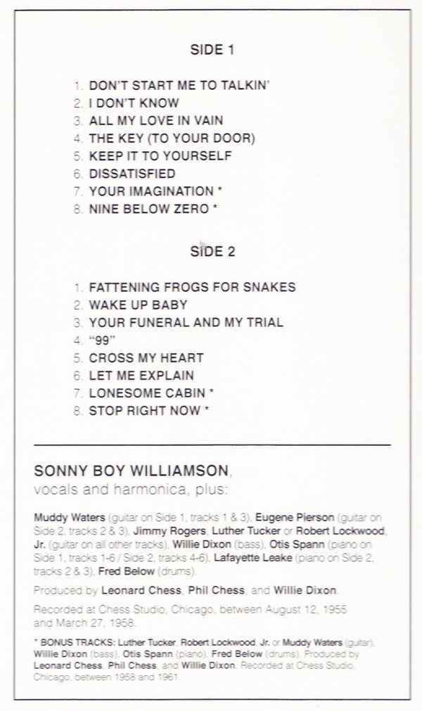 Chicago Blues, LP, Sonny Boy Williamson | Historia Nuestra
