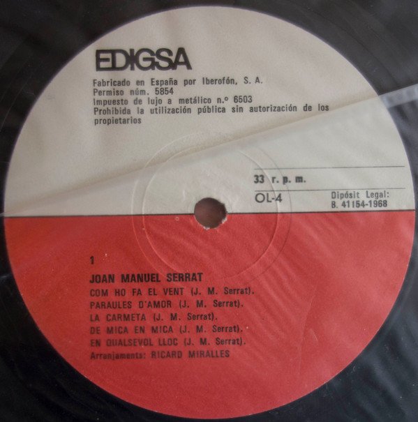 Catalan Music, Joan Manuel Serrat, LP | Historia Nuestra