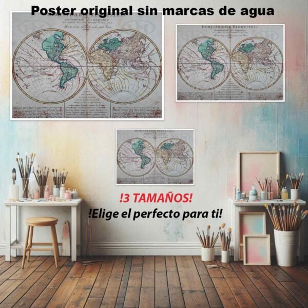 Mapa Hemispharii Terrestris Historia Mapas Antiguos, Mapa Hemispharii Terrestris-El Póster Personalizado, Historia Nuestra