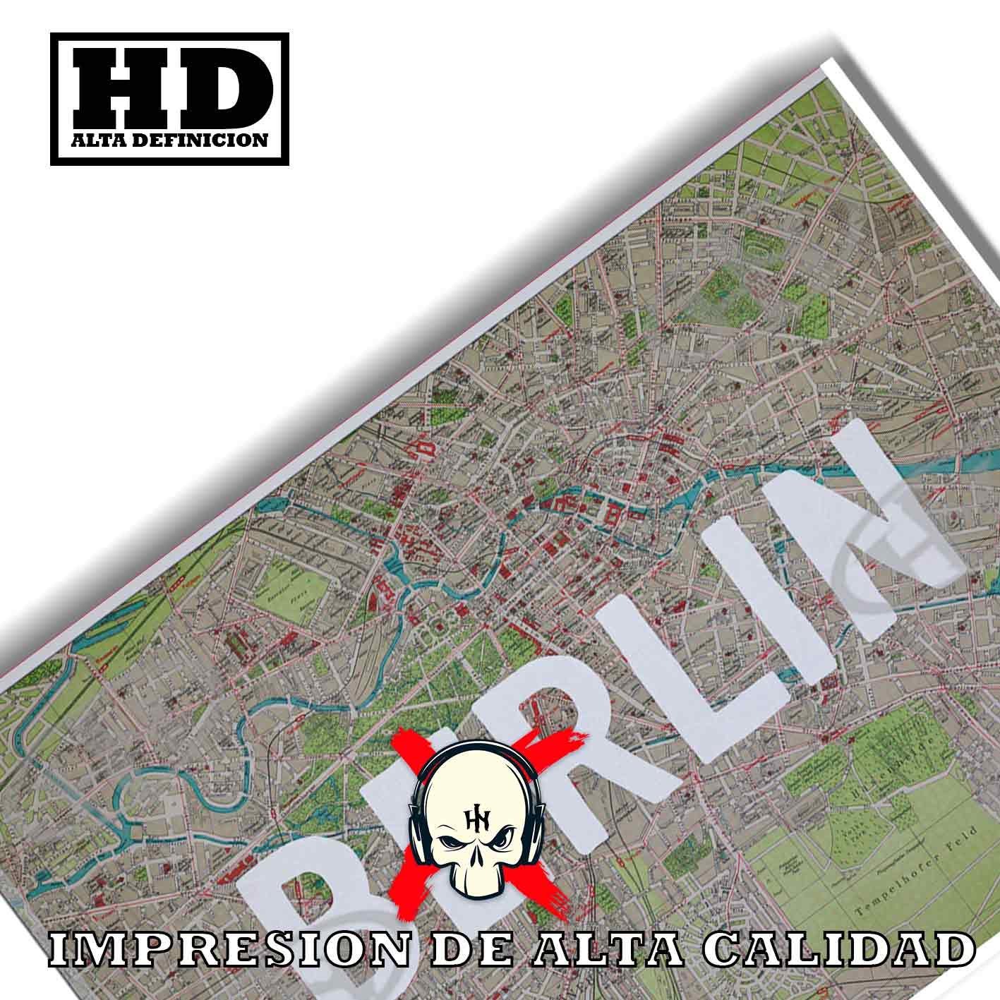 Mapa de Berlin Historia Mapas Antiguos, Mapa de Berlin-El Póster Personalizado, Historia Nuestra