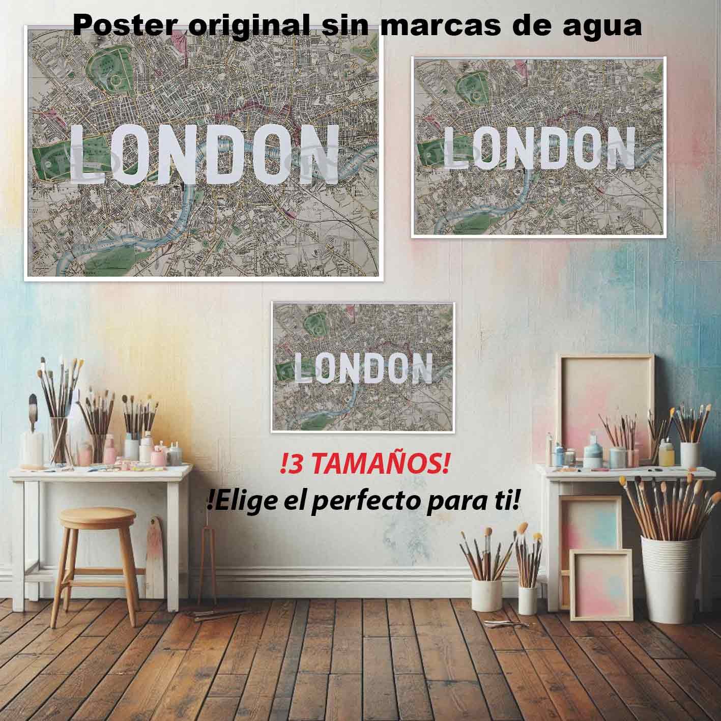 Mapa de Londres Historia Mapas Antiguos, Mapa de Londres-El Póster Personalizado, Historia Nuestra