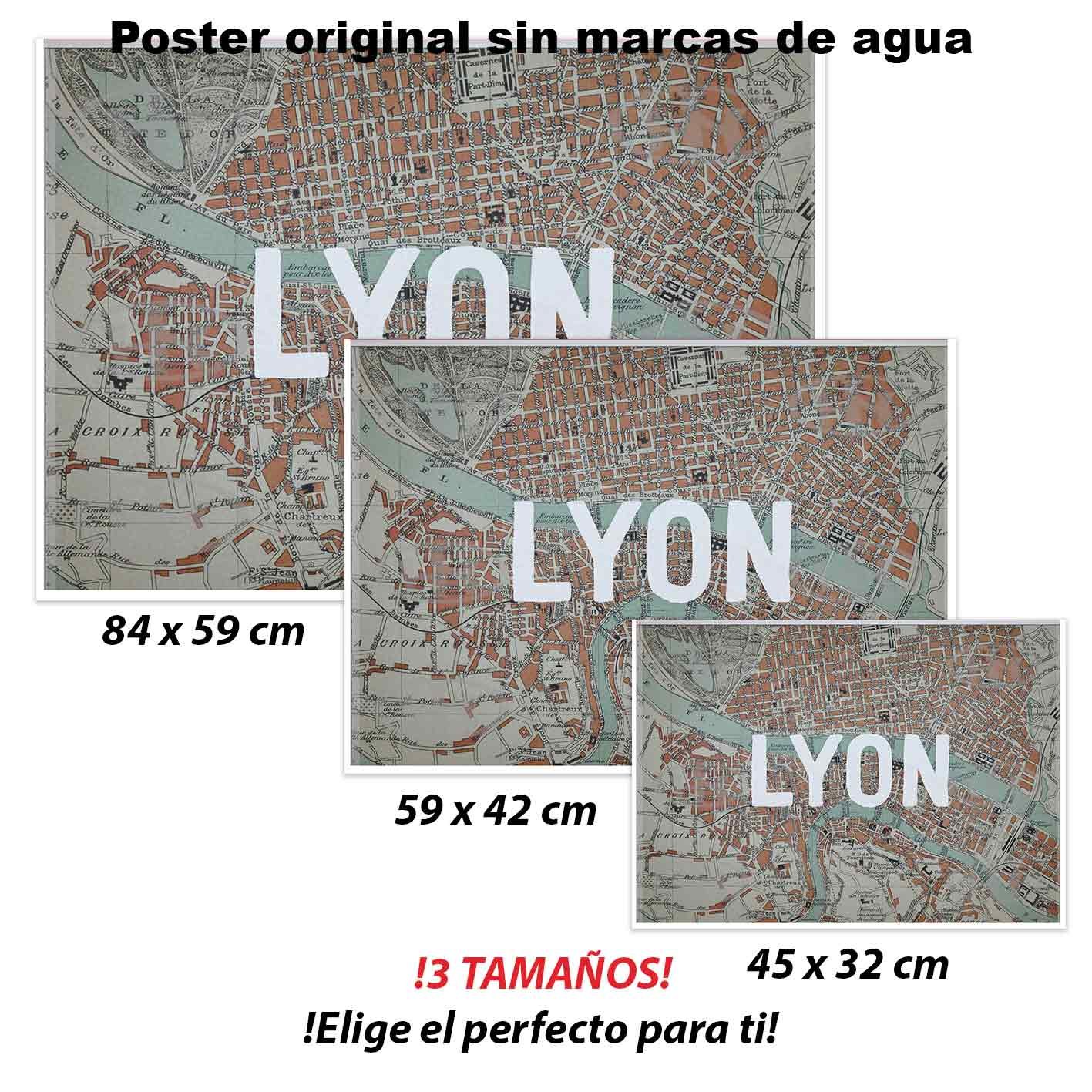 Mapa de Lyon Historia Mapas Antiguos, Mapa de Lyon-El Póster Personalizado, Historia Nuestra