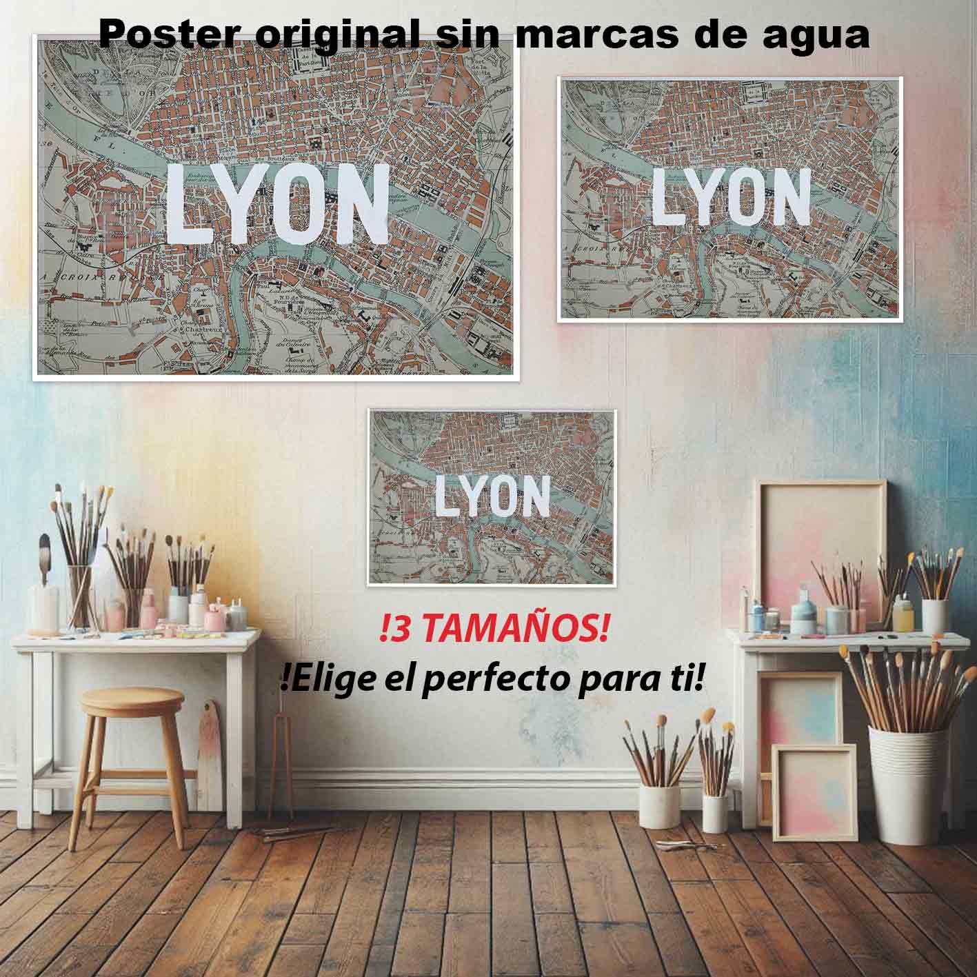 Mapa de Lyon Historia Mapas Antiguos, Mapa de Lyon-El Póster Personalizado, Historia Nuestra