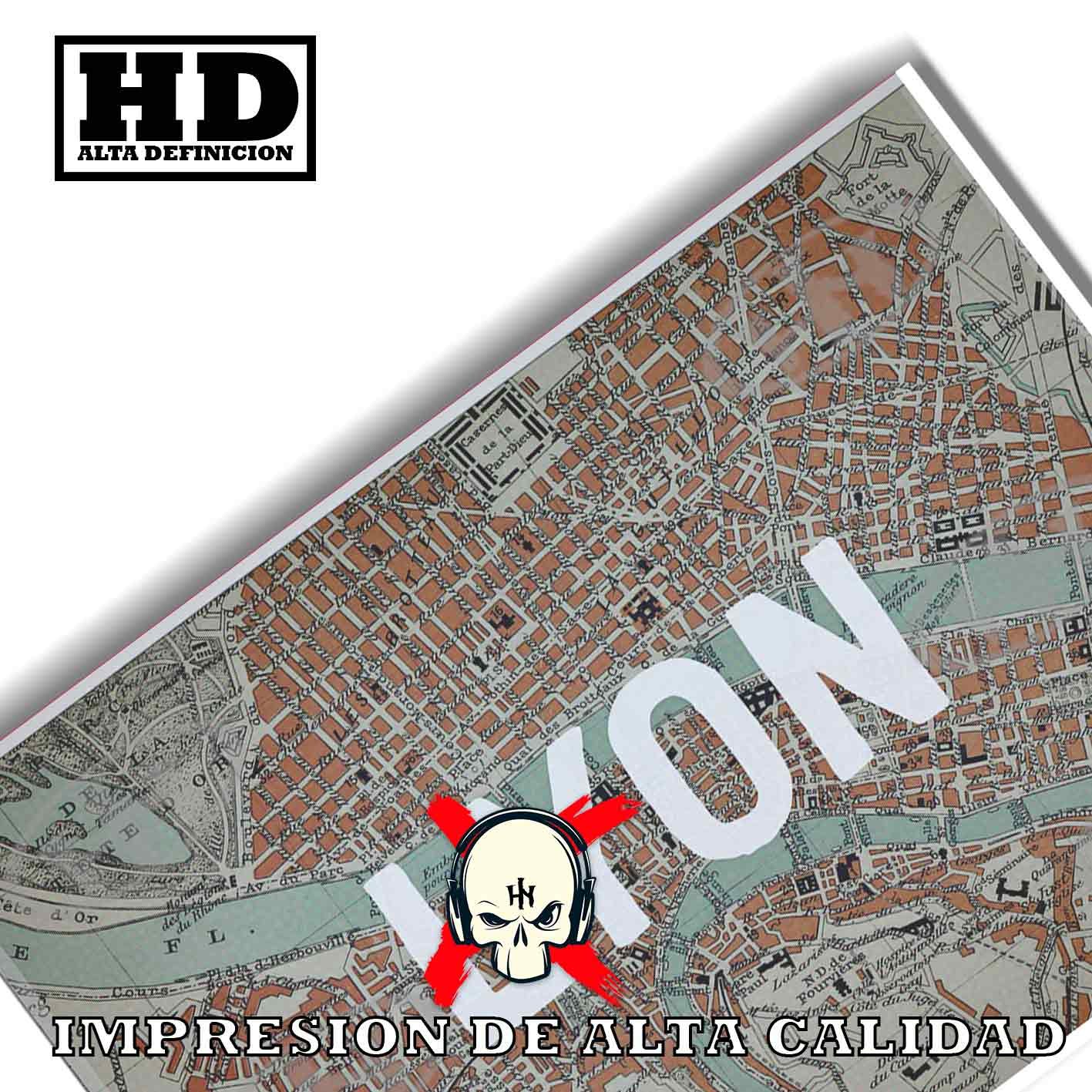 Mapa de Lyon Historia Mapas Antiguos, Mapa de Lyon-El Póster Personalizado, Historia Nuestra