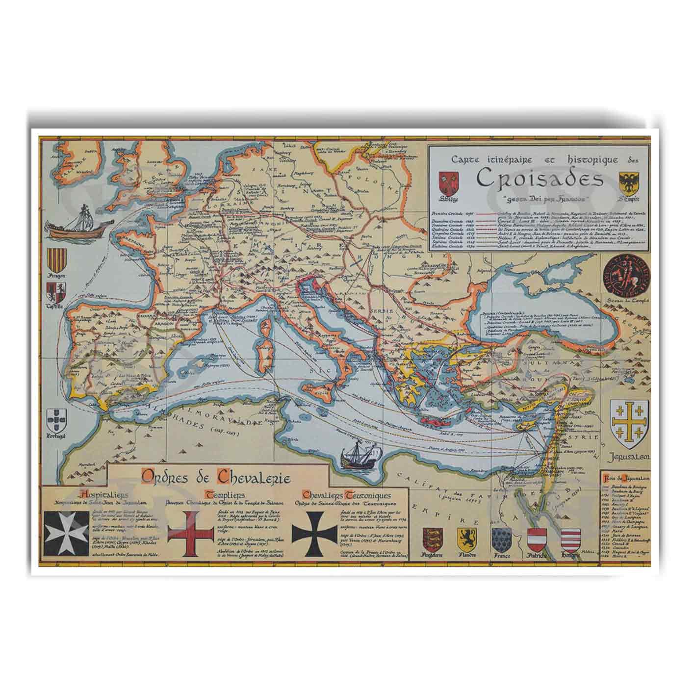 Póster, Póster Historia, Póster Mapa de las Cruzadas, Poster Mapas AntiguosPosters Historia Nuestra | Historia Nuestra