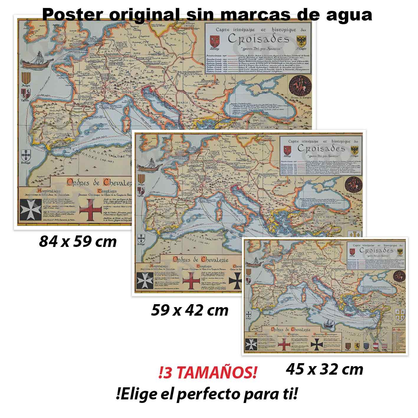 Mapa de las Cruzadas Historia Mapas Antiguos, Mapa de las Cruzadas-El Póster Personalizado, Historia Nuestra