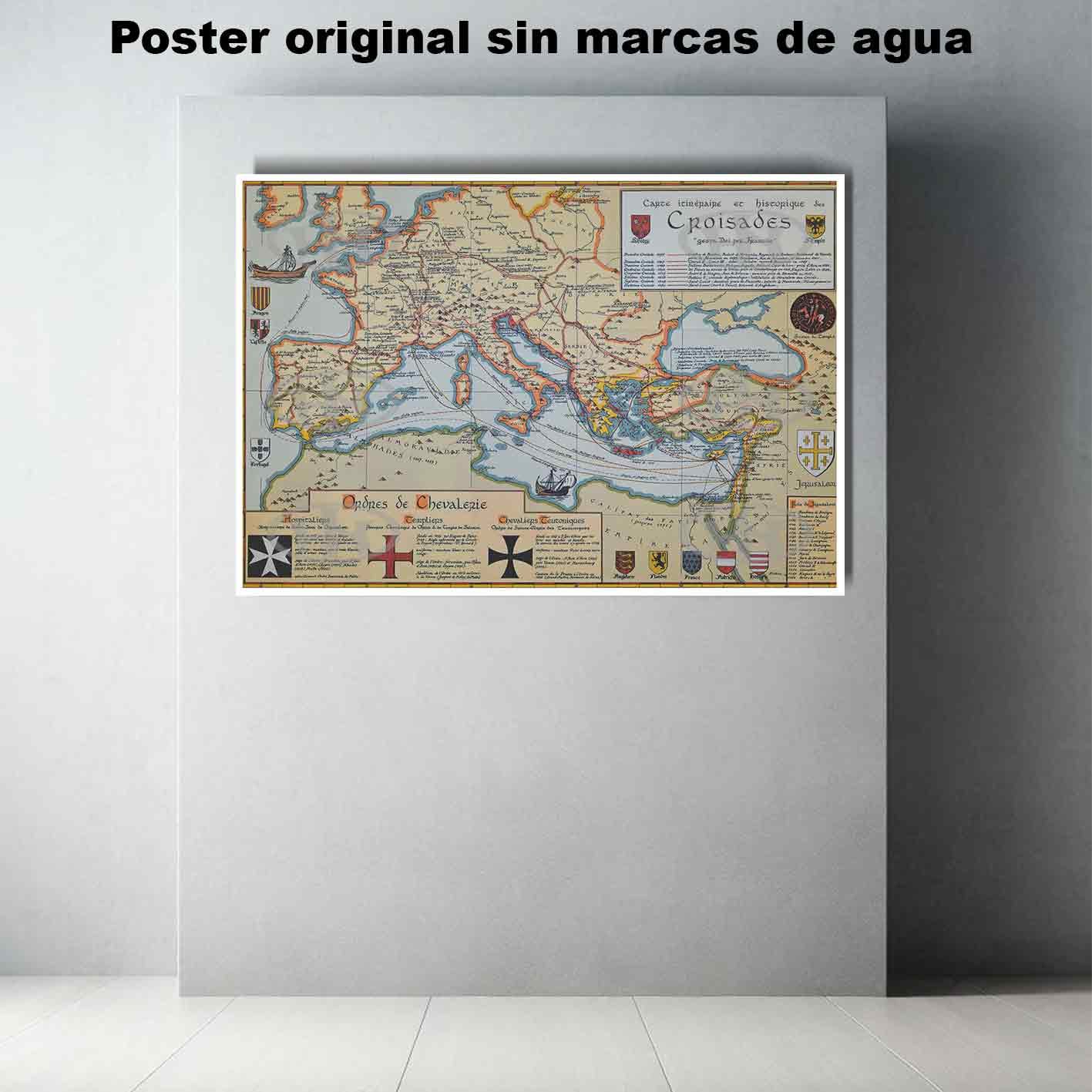 Mapa de las Cruzadas Historia Mapas Antiguos, Mapa de las Cruzadas-El Póster Personalizado, Historia Nuestra