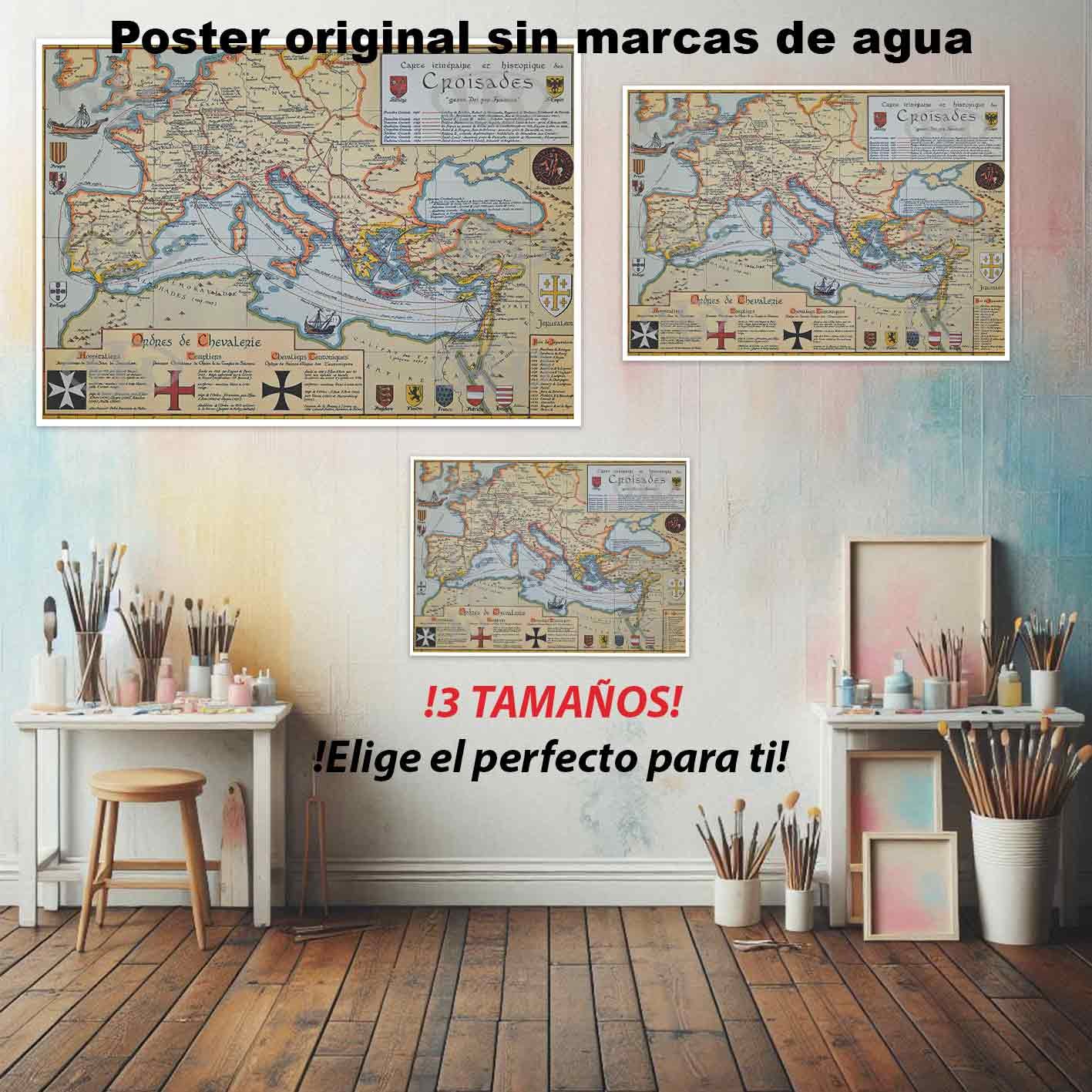 Mapa de las Cruzadas Historia Mapas Antiguos, Mapa de las Cruzadas-El Póster Personalizado, Historia Nuestra