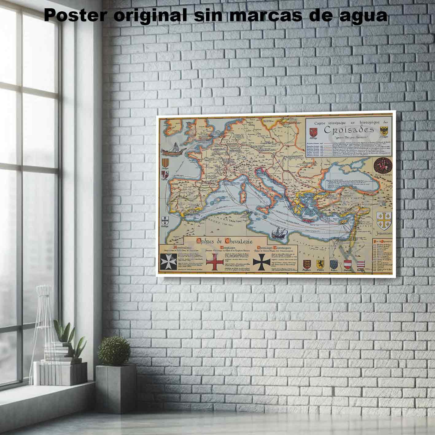 Mapa de las Cruzadas Historia Mapas Antiguos, Mapa de las Cruzadas-El Póster Personalizado, Historia Nuestra
