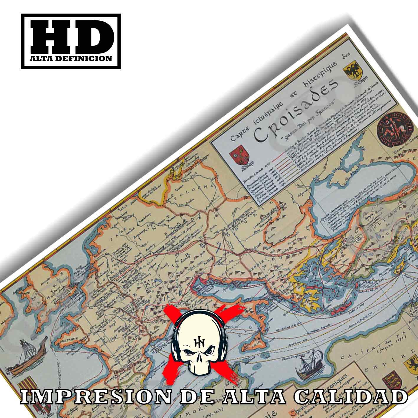 Mapa de las Cruzadas Historia Mapas Antiguos, Mapa de las Cruzadas-El Póster Personalizado, Historia Nuestra