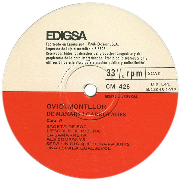 Catalan Music, Folk, LP, Ovidi Montllor, Poetry | Historia Nuestra