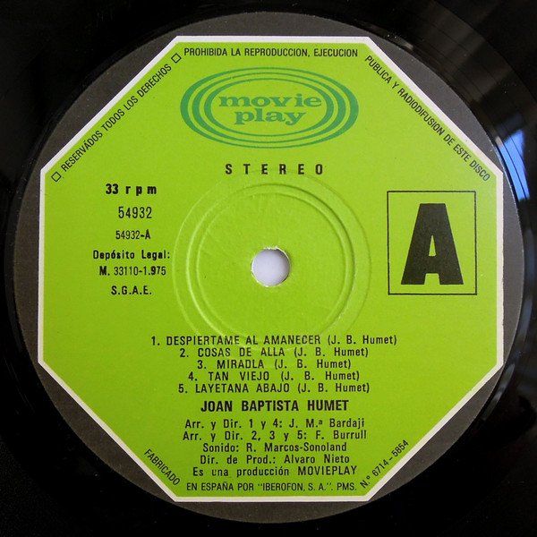 Ballad, Folk, JazzFunk, Joan Baptista Humet, LP | Historia Nuestra