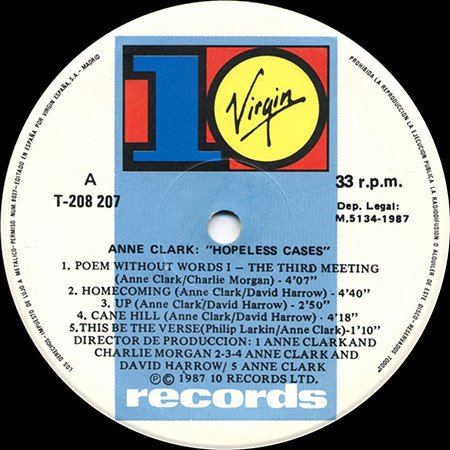 Anne Clark, Downtempo, LP, Synthpop | Historia Nuestra