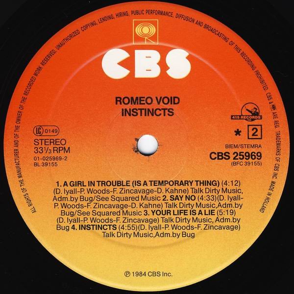 Indie Rock, LP, New Wave, Romeo Void | Historia Nuestra