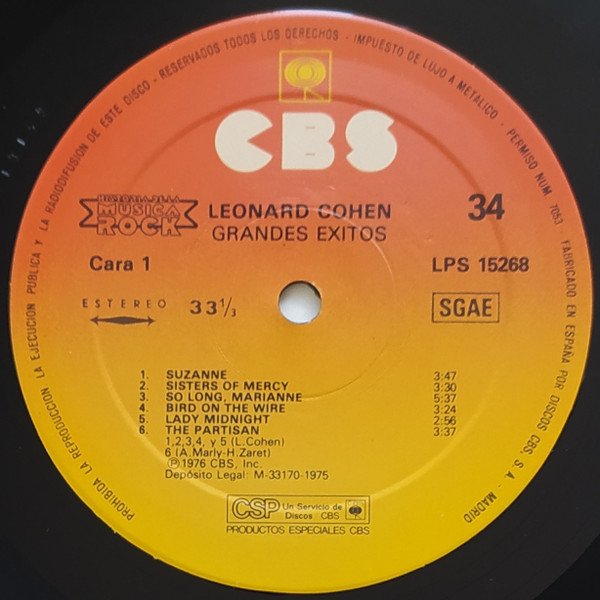 Folk Rock, Leonard Cohen, LP | Historia Nuestra