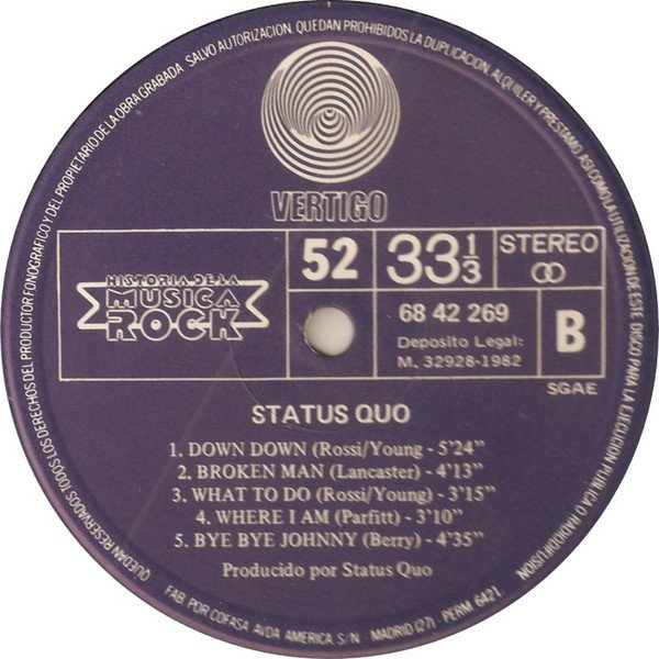 Blues Rock, Classic Rock, LP, Rock Roll, Status Quo | Historia Nuestra