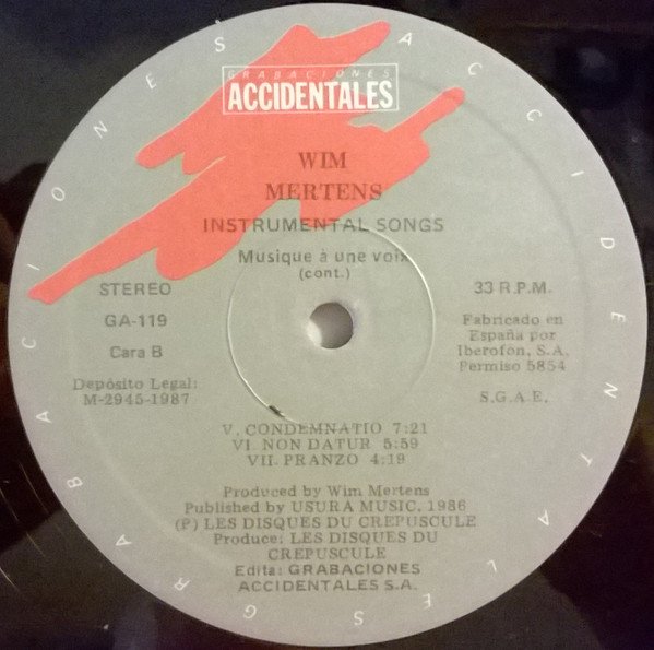 Contemporary, LP, Wim Mertens | Historia Nuestra