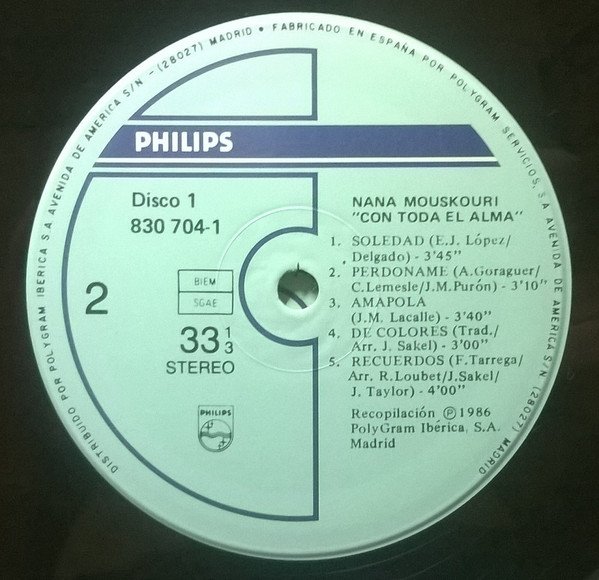Ballad, LP, Nana Mouskouri, Vocal | Historia Nuestra