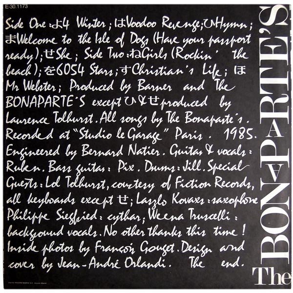 LP, New Wave, The Bonaparte's | Historia Nuestra