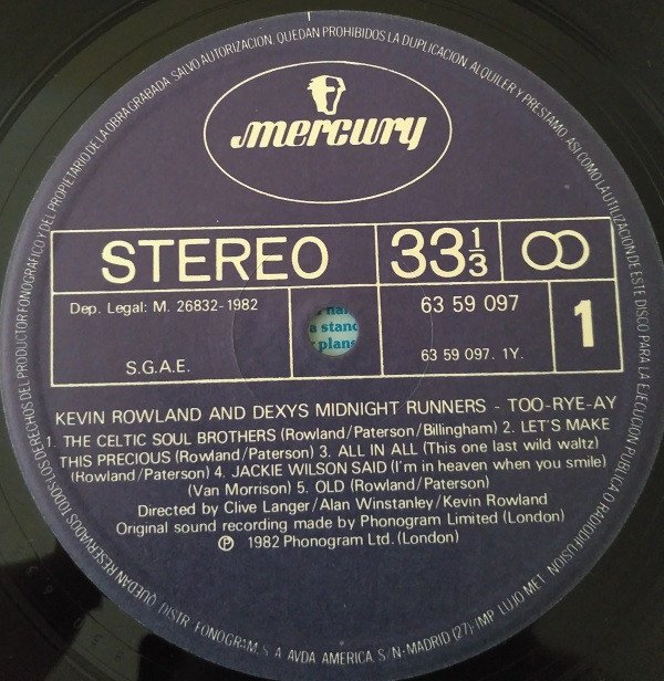 Dexys Midnight Runners, Kevin Rowland, LP, New Wave, Pop Rock | Historia Nuestra
