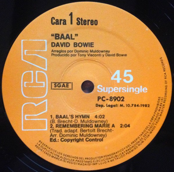 12 inch, Art Rock, Ballad, Chanson, David Bowie | Historia Nuestra