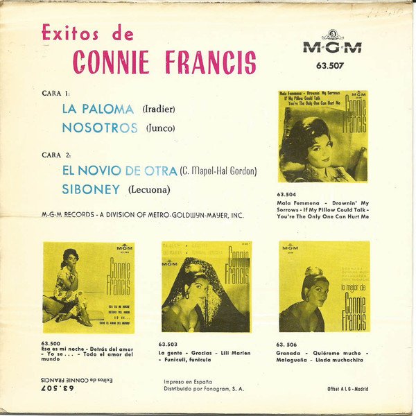 7 inch, Connie Francis, Vocal | Historia Nuestra