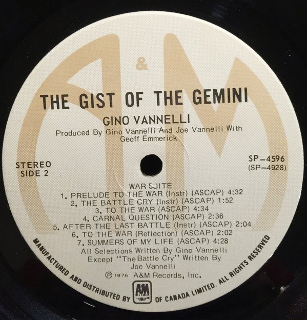 Fusion, Gino Vannelli, JazzRock, LP | Historia Nuestra