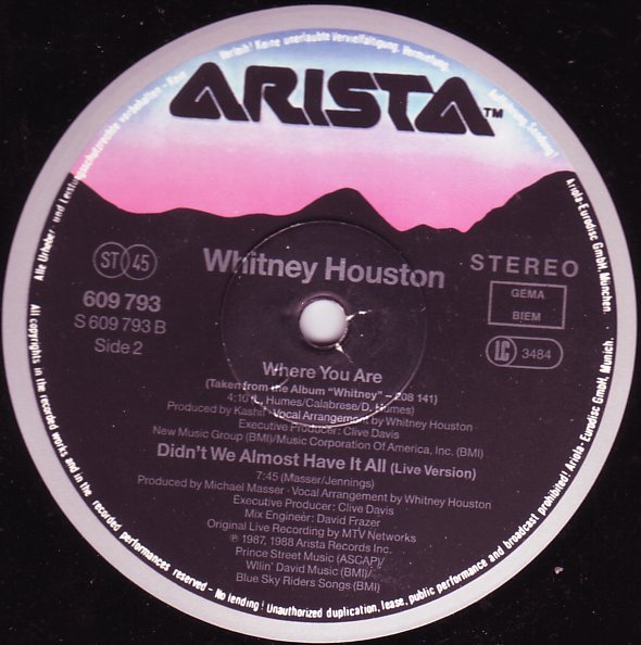 12 inch, Ballad, Whitney Houston | Historia Nuestra