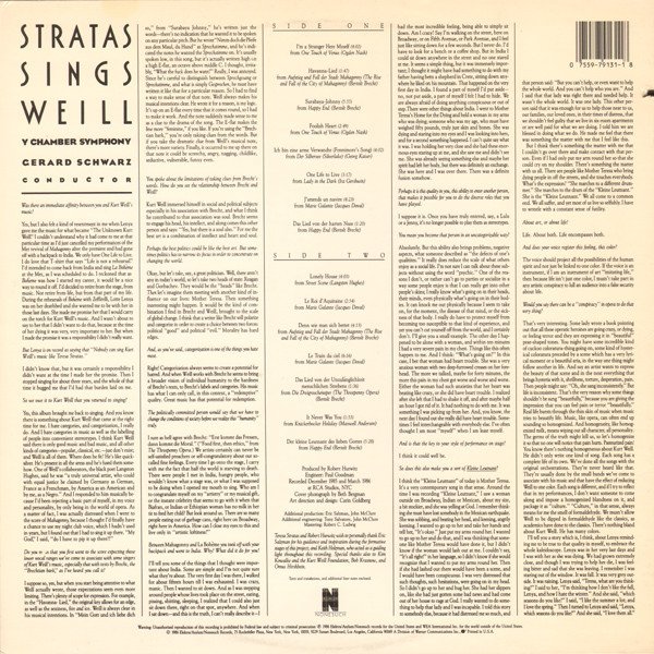 Gerard Schwarz - Weill*, LP, Modern, Stratas*, Y Chamber Symphony | Historia Nuestra
