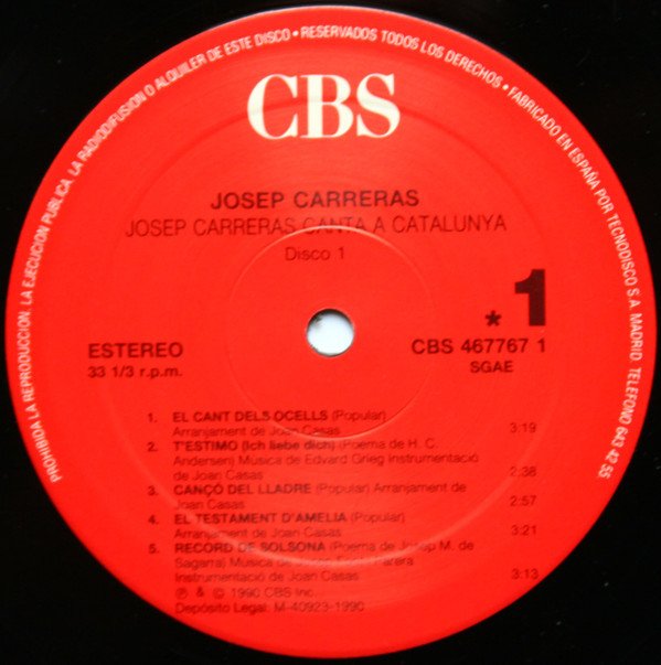 Catalan Music, Josep Carreras*, LP, Opera, Orquestra Simfònica Del Gran Teatre Del Liceu De Barcelona* Director Joan Casas | Historia Nuestra