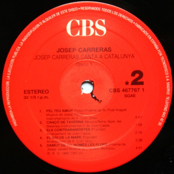 Catalan Music, Josep Carreras*, LP, Opera, Orquestra Simfònica Del Gran Teatre Del Liceu De Barcelona* Director Joan Casas | Historia Nuestra