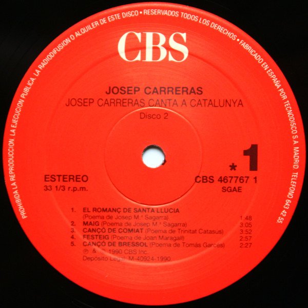 Catalan Music, Josep Carreras*, LP, Opera, Orquestra Simfònica Del Gran Teatre Del Liceu De Barcelona* Director Joan Casas | Historia Nuestra