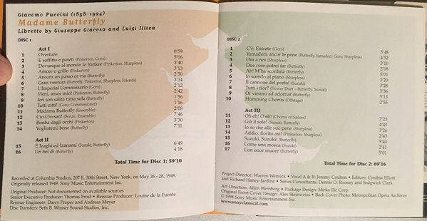 CD, Chorus* And Orchestra Of The Metropolitan Opera*, Eleanor Steber, Giacomo Puccini, Giuseppe Valdengo, Jean Madeira, Kurt Herbert Adler Chorus Master, Max Rudolf Conductor, Opera, Richard Tucker | Historia Nuestra