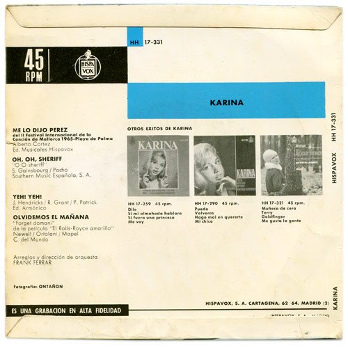 7 inch, Beat, Chanson, Karina, YY | Historia Nuestra