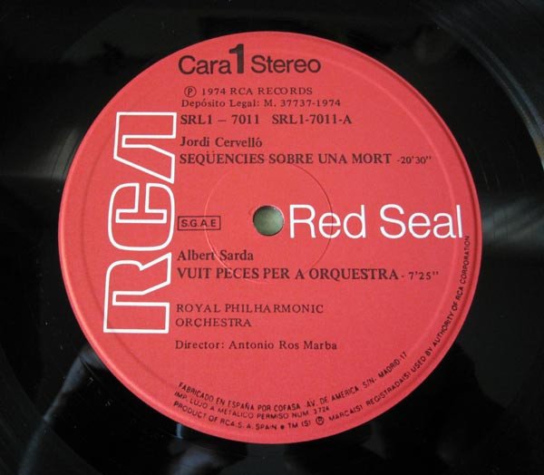 Albert Sardá*, Contemporary, Director: Antoni Ros Marbà*, Jordi Cervelló, Josep Soler - Royal Philharmonic Orchesta Of London*, LP, Modern, Xavier Benguerel | Historia Nuestra