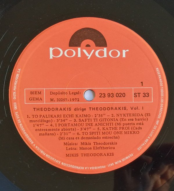 Folk, LP, Mikis Theodorakis | Historia Nuestra