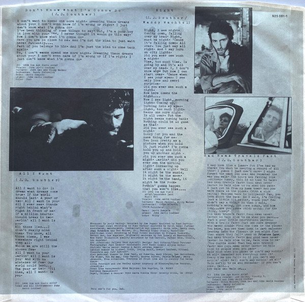 Country Rock, J.D. Souther*, LP, Pop Rock, Soft Rock | Historia Nuestra