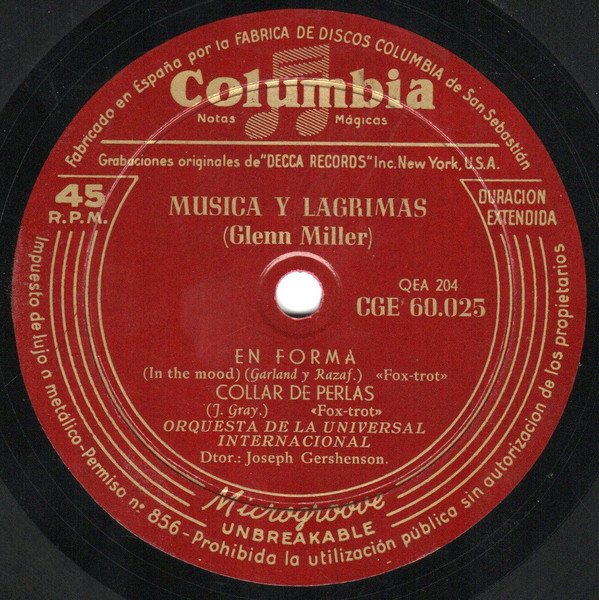 7 inch, Orquesta De La Universal Internacional*, Soundtrack, Swing | Historia Nuestra