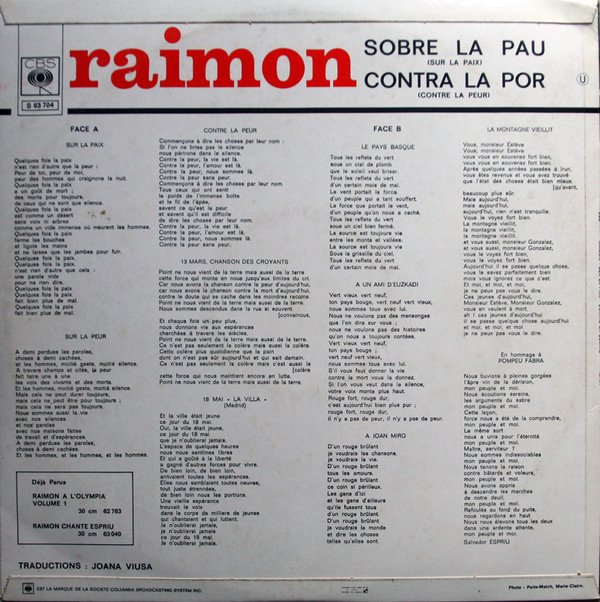 Catalan Music, Folk, LP, Nueva Cancion, Raimon | Historia Nuestra