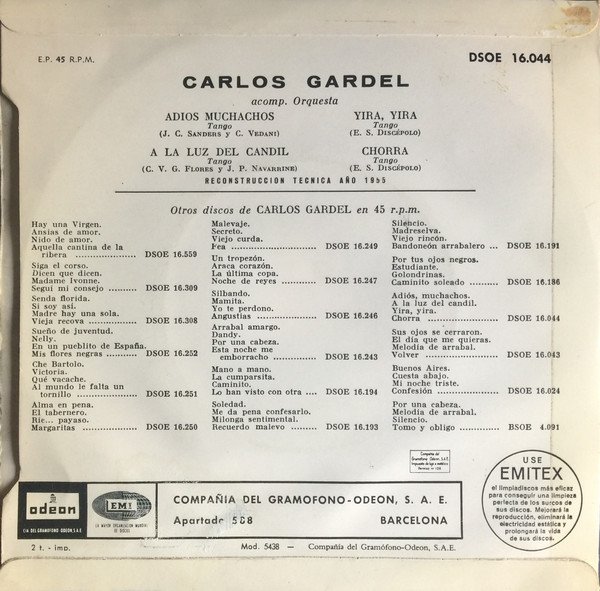 7 inch, Carlos Gardel, Tango | Historia Nuestra