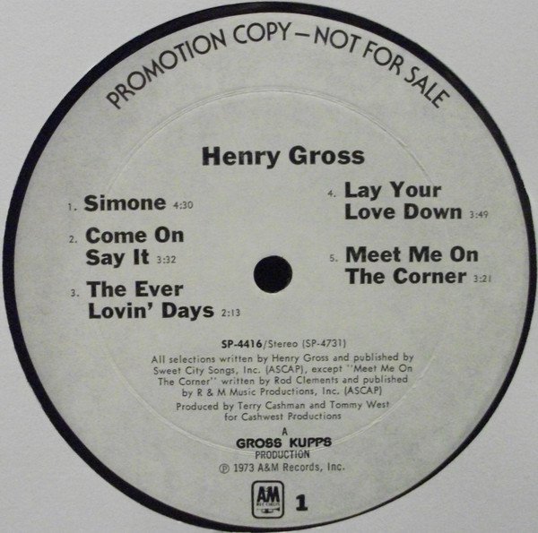 Henry Gross, LP, Pop Rock | Historia Nuestra
