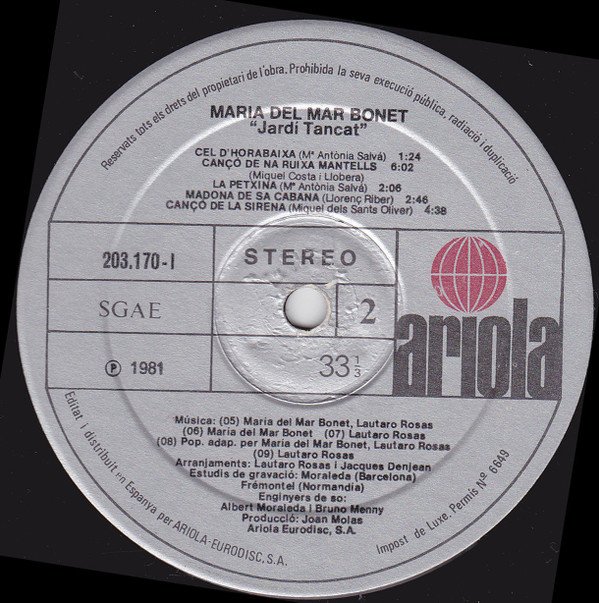 Catalan Music, Folk, LP, Maria Del Mar Bonet | Historia Nuestra