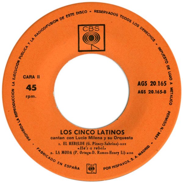 7 inch, Doo Wop, Los Cinco Latinos Con Lucio Milena Y Su Orquesta, Vocal | Historia Nuestra