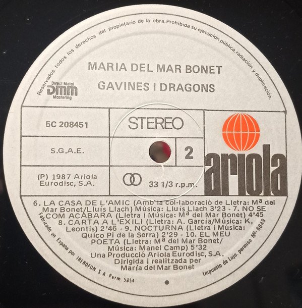 Catalan Music, Folk, LP, Maria Del Mar Bonet | Historia Nuestra