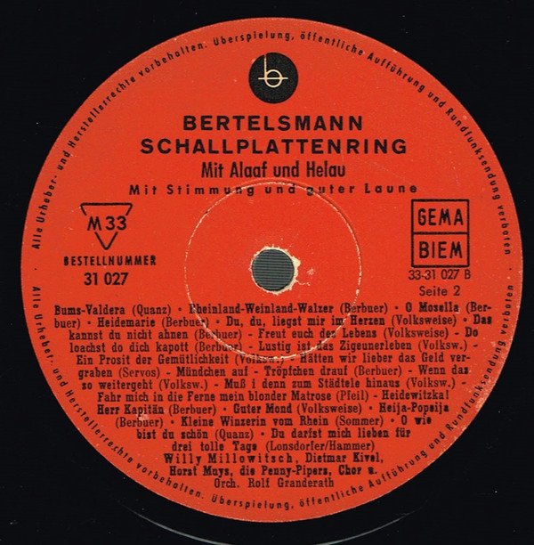 LP, Schlager, Willy Millowitsch | Historia Nuestra