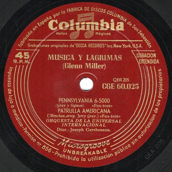 7 inch, Orquesta De La Universal Internacional*, Soundtrack, Swing | Historia Nuestra