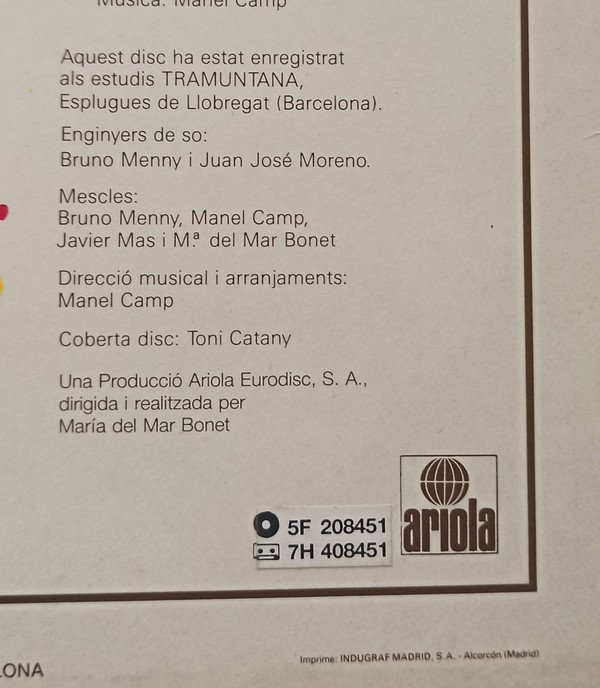 Catalan Music, Folk, LP, Maria Del Mar Bonet | Historia Nuestra