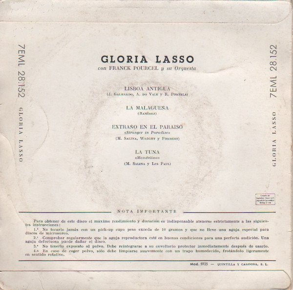 7 inch, Chanson, Gloria Lasso Con Franck Pourcel y Su Orquesta*, Light Music | Historia Nuestra