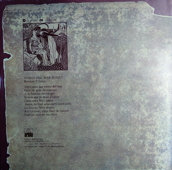 Catalan Music, Folk, LP, Maria Del Mar Bonet | Historia Nuestra